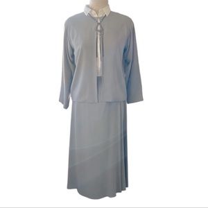 EILEEN‎ FISHER | Silk Wrap Skirt Set Lightweight Jacket Cardigan Pumice G…